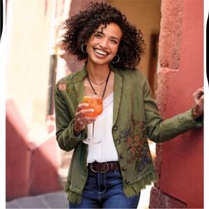 NEW Sundance Tonala Floral Blazer Linen Cotton Embroidered Size XL